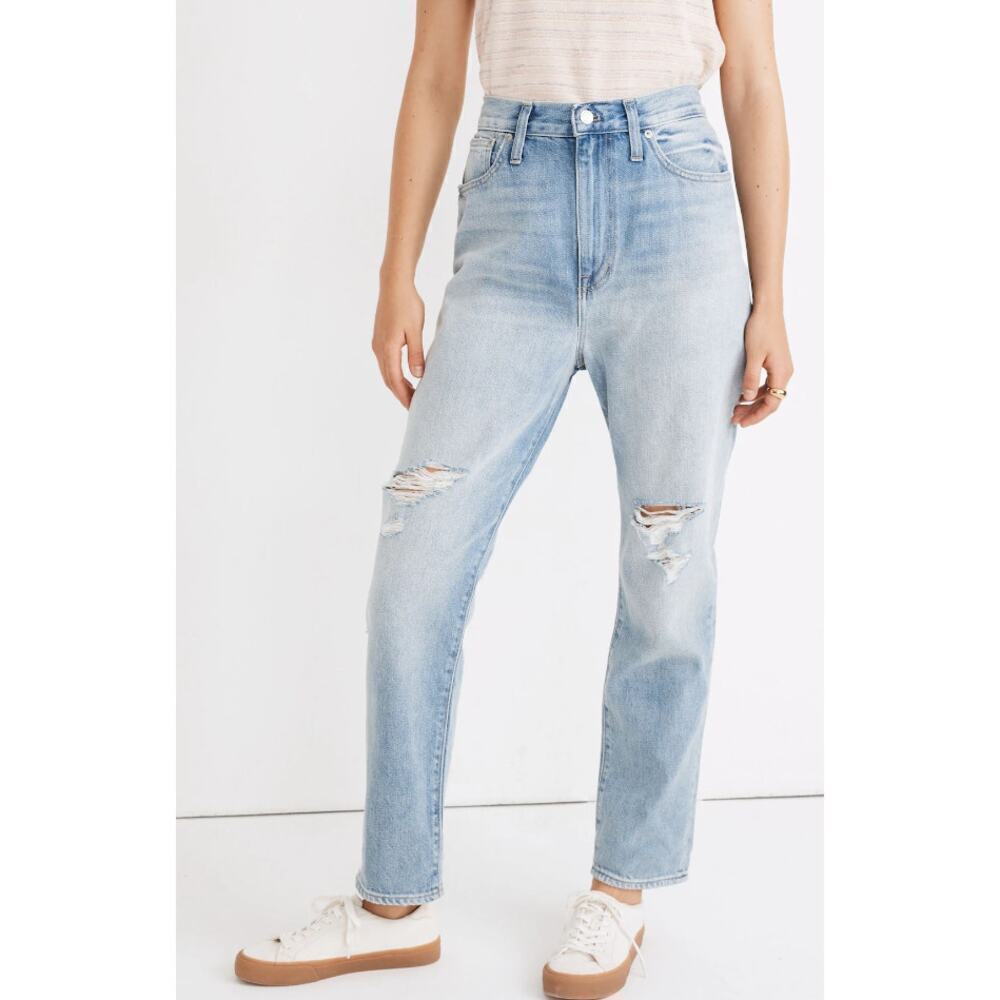 Madewell The Momjean Gilford Wash Ripped Edition Straight Leg High Waist Jean 29 - Picture 2 of 11